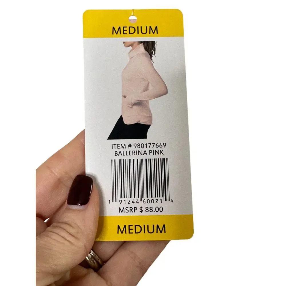 Yogalicious Ballerina Pink Long Sleeve Relaxed Fit Top Pockets & Thumbholes Sz M - Picture 8 of 9